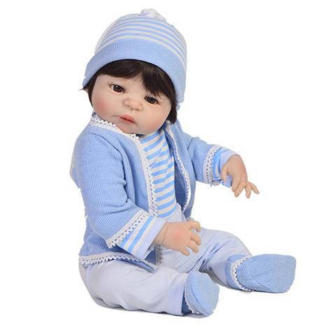 Bebe Reborn Silicone, 24 (60cm) Reborn Baby Doll Full Réaliste Baby Jouet  pour Filles et Garçons 3+ avec Tétine et Biberon,Style 1