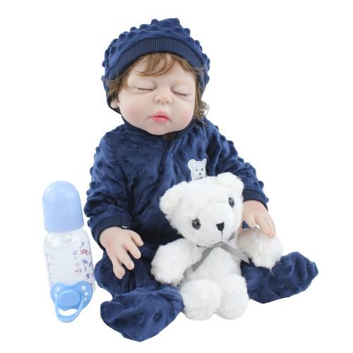 Petit garçon reborn entièrement en silicone de platine 38cm
